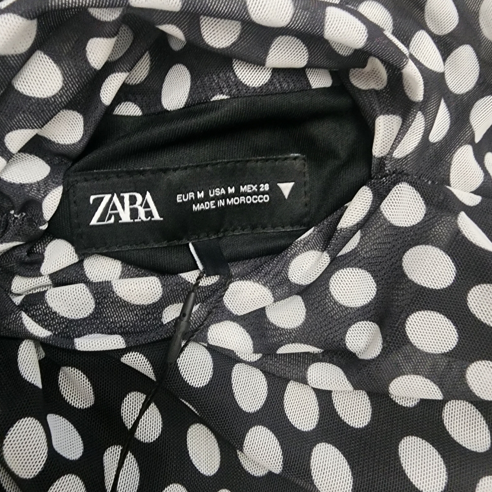 Zara Black and White Polka Dot Long Sleeve Maxi Dress - Picture 4 of 16